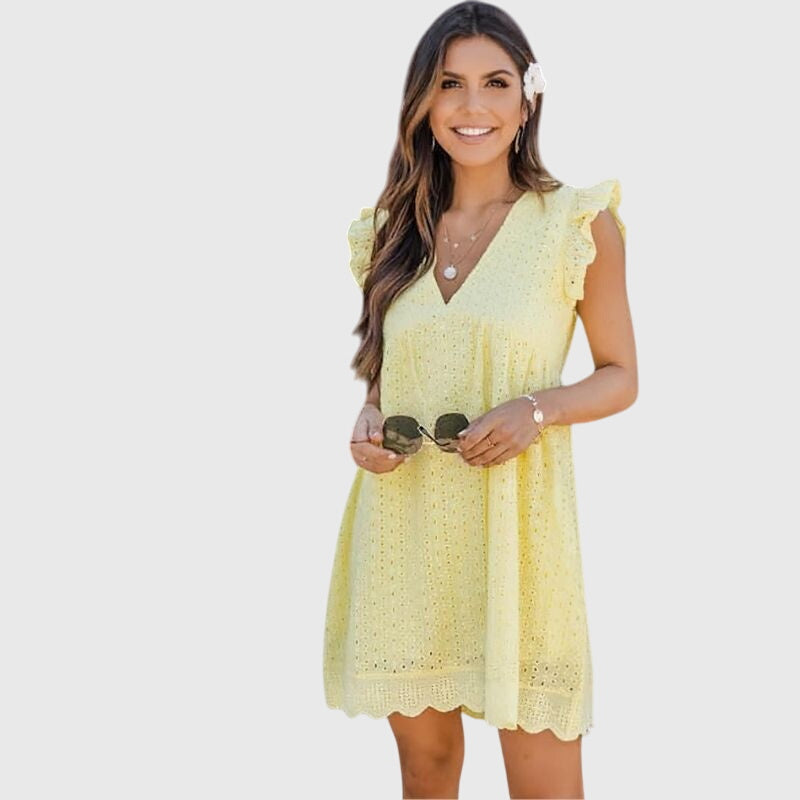 Ainsley | Women’s Eyelet V-Neck Summer Dress