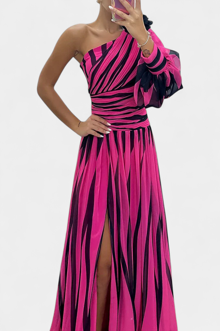 Phoenix | Women’s Sophisticated One-Shoulder Slit Maxi Dress