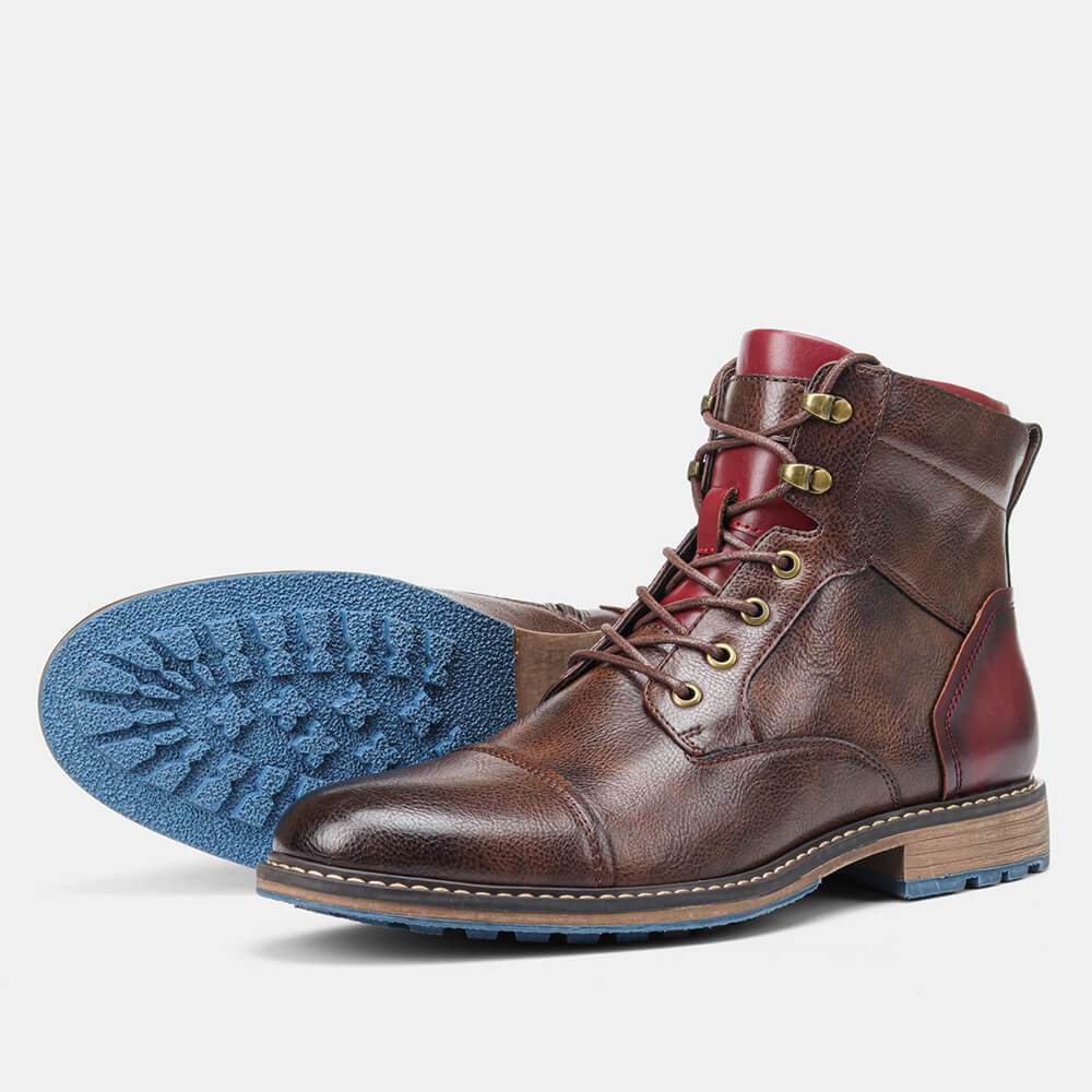 Kevin | Men’s Rugged Leather Lace-Up Boots with Side Zipper
