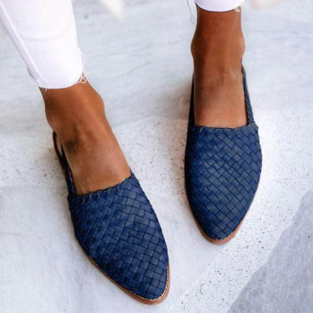 Marivelle | Women’s Woven Pointed Toe Flat Loafers