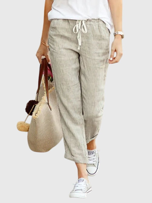 Merrin | Women’s Drawstring Cropped Linen Pants
