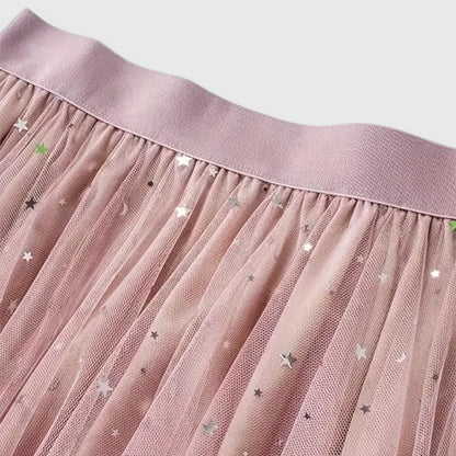 Ellerie | Women’s Sparkle Mesh Handkerchief Hem Skirt