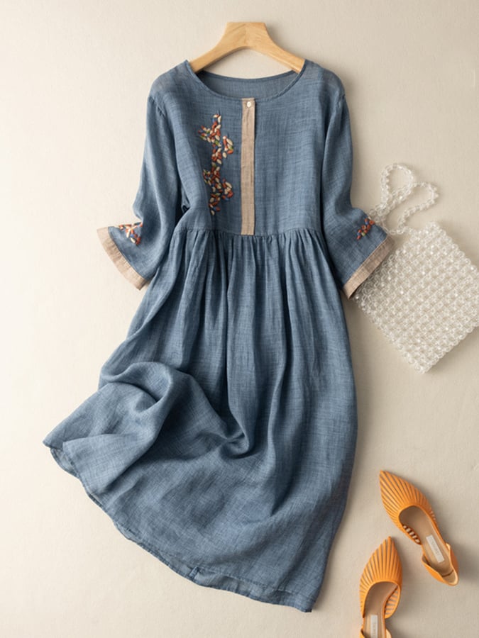 Amara | Women’s Summer Embroidered Ethnic Midi Dress