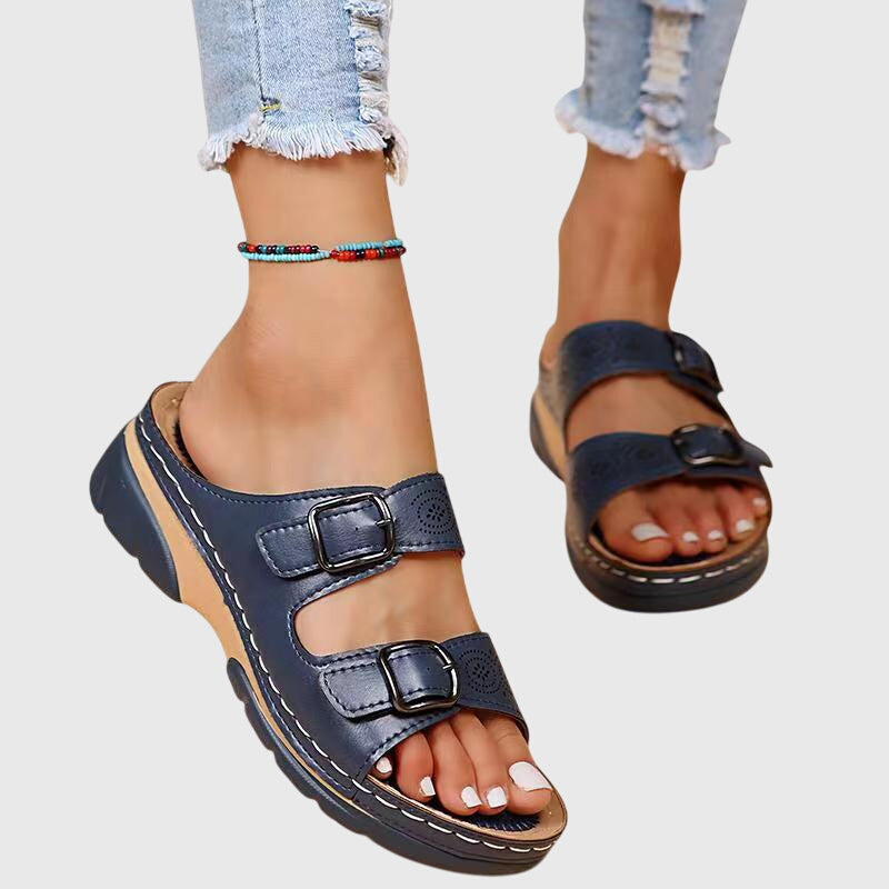 Kaia | Women’s Orthopedic Buckle Strap Leather Sandals