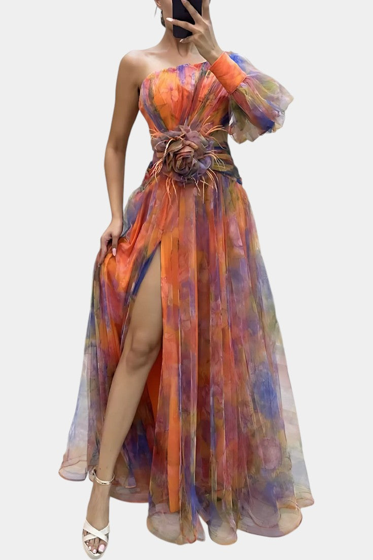 Everly | Women’s Elegant Floral Slit Maxi Dress
