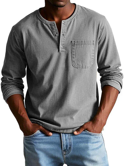 Weston | Men’s Casual Long Sleeve Button Neck Shirt