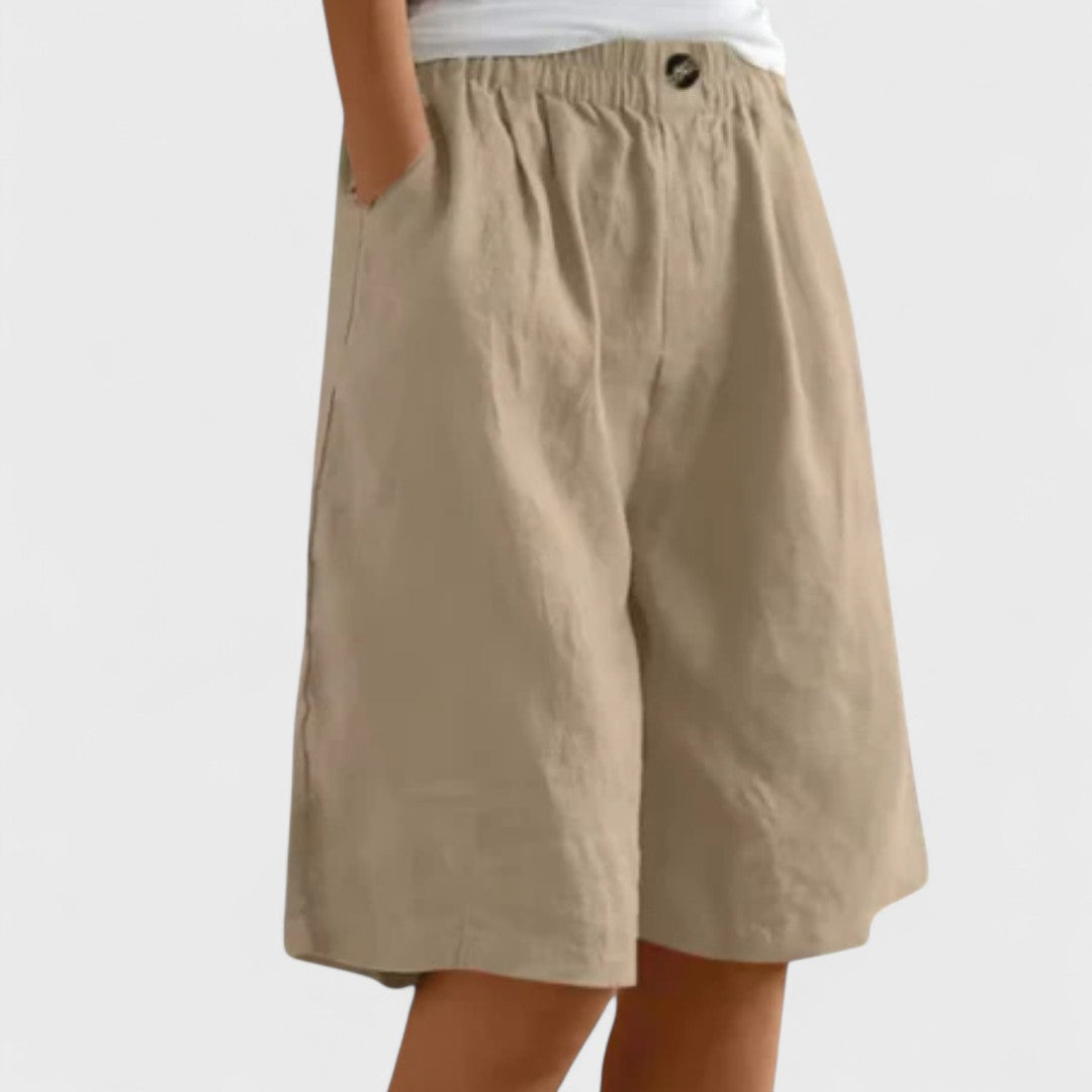 Avelyn | Women’s Elegant Linen Wide Leg Shorts