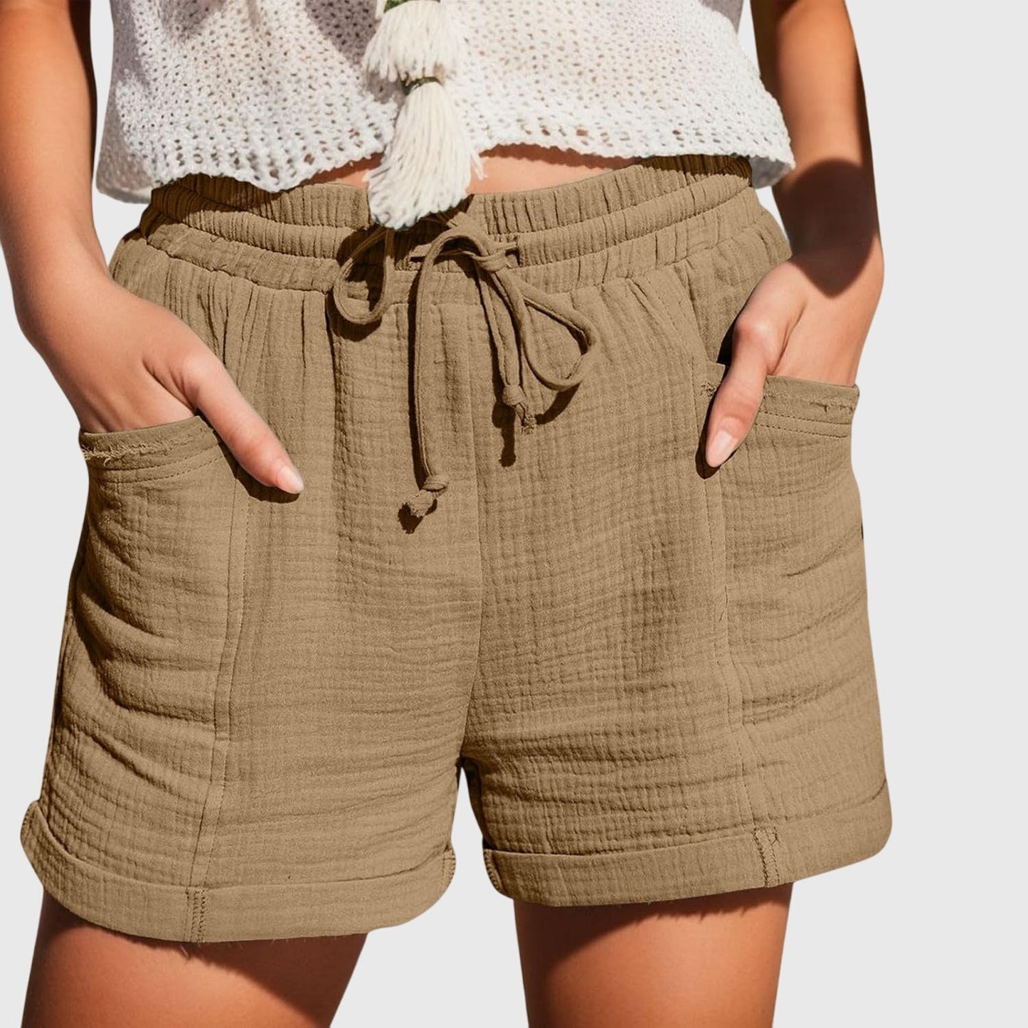 Arlette | Women’s Elegant Drawstring Linen Blend Shorts