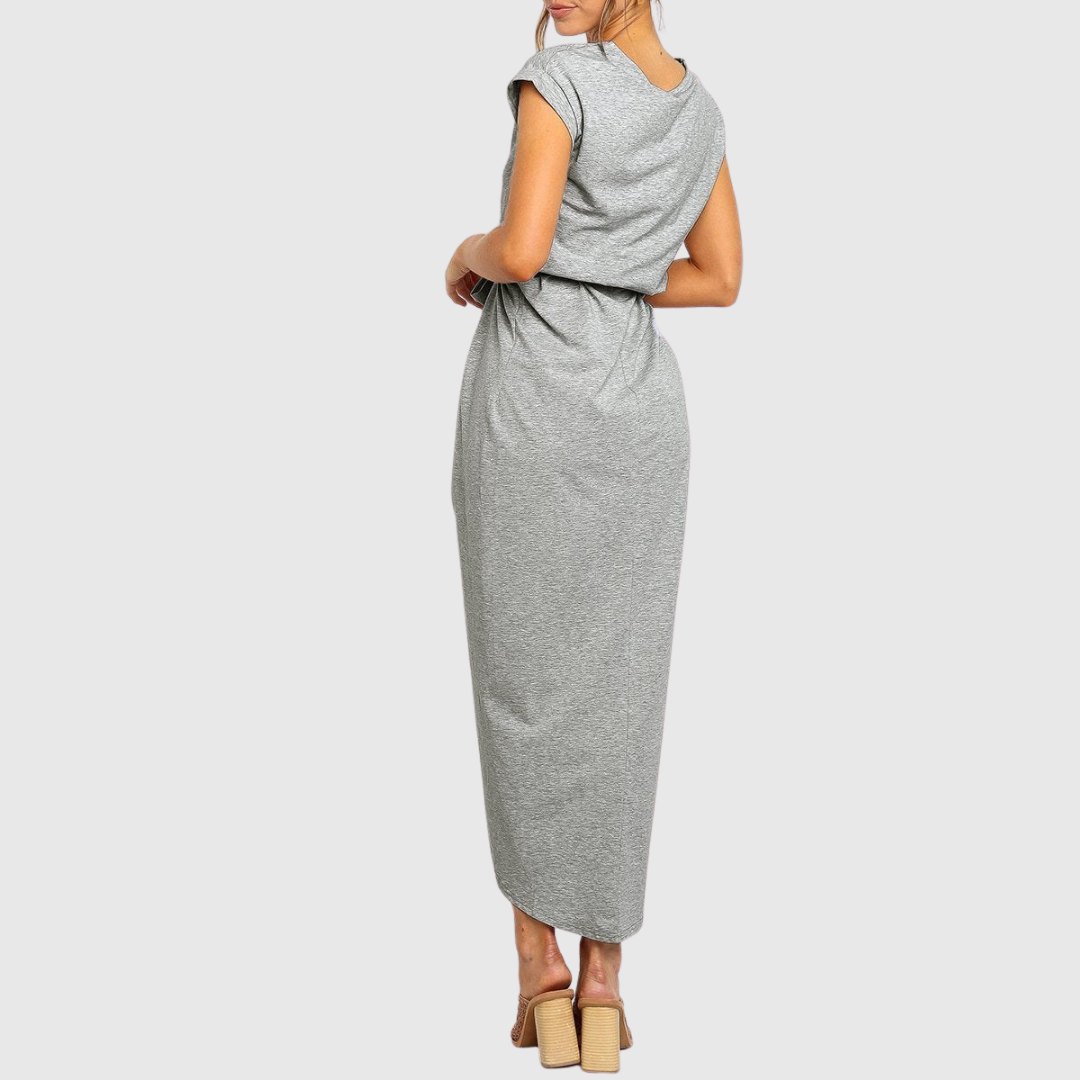 Brielle | Women’s Casual Belted Tulip Hem Midi Dress