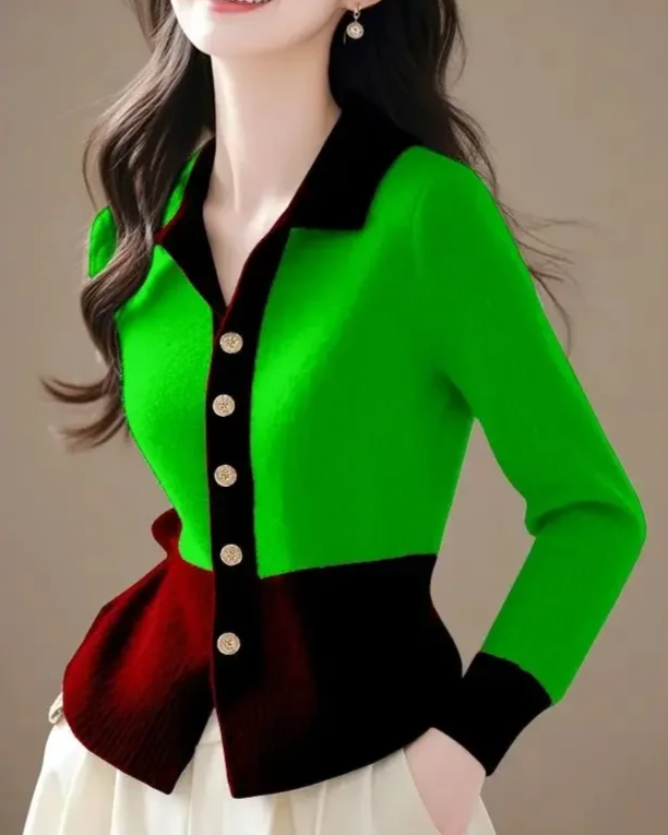 Vanessa | Women’s Contrast Knit Cardigan