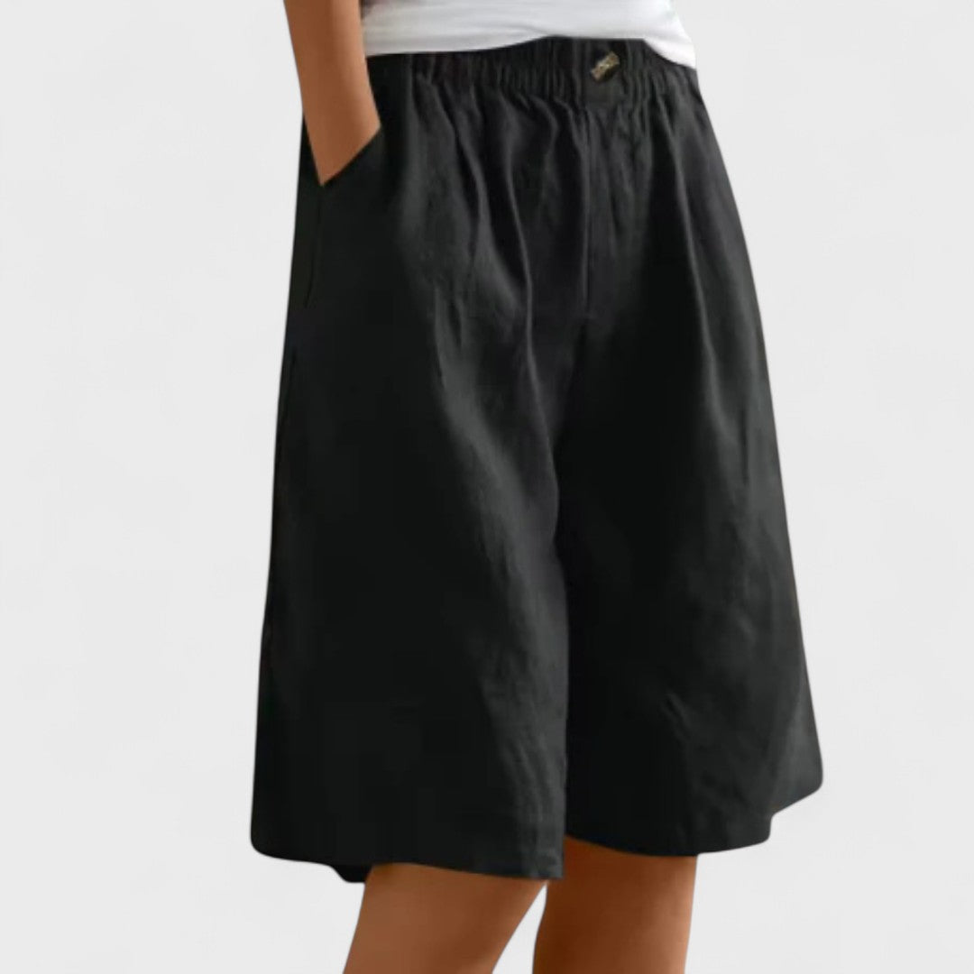 Avelyn | Women’s Elegant Linen Wide Leg Shorts