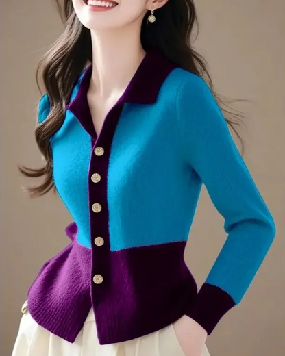 Vanessa | Women’s Contrast Knit Cardigan