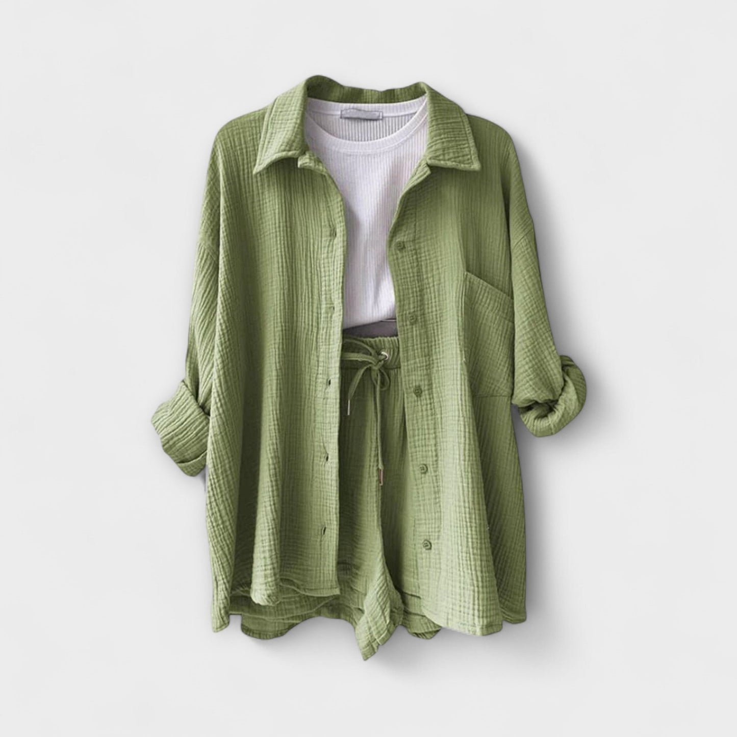 Primrose | Women’s Elegant Linen Shirt And Shorts Set
