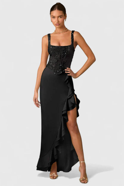 Soraya | Women’s Elegant Ruffle Hem Midi Dress