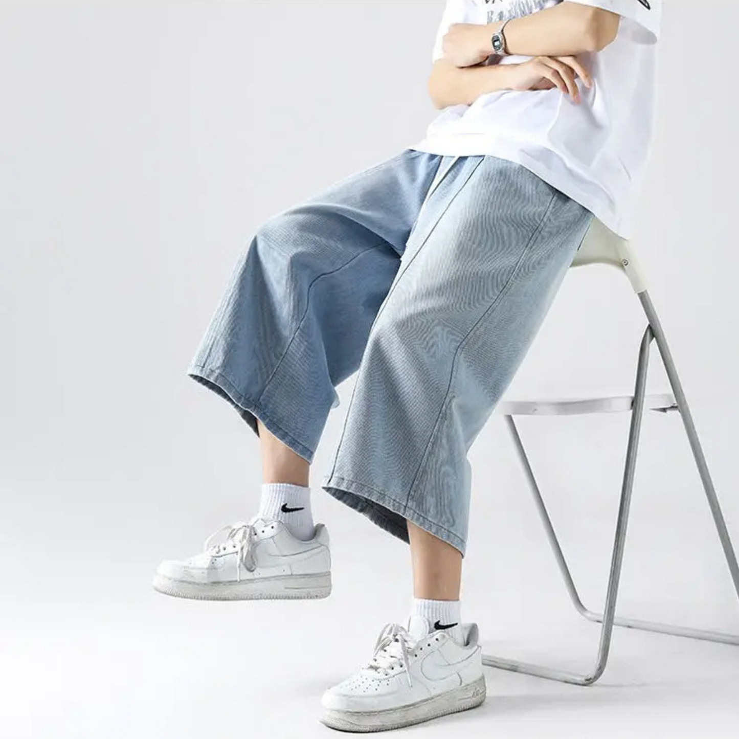 Mason | Men’s Wide-Leg Cropped Denim Shorts