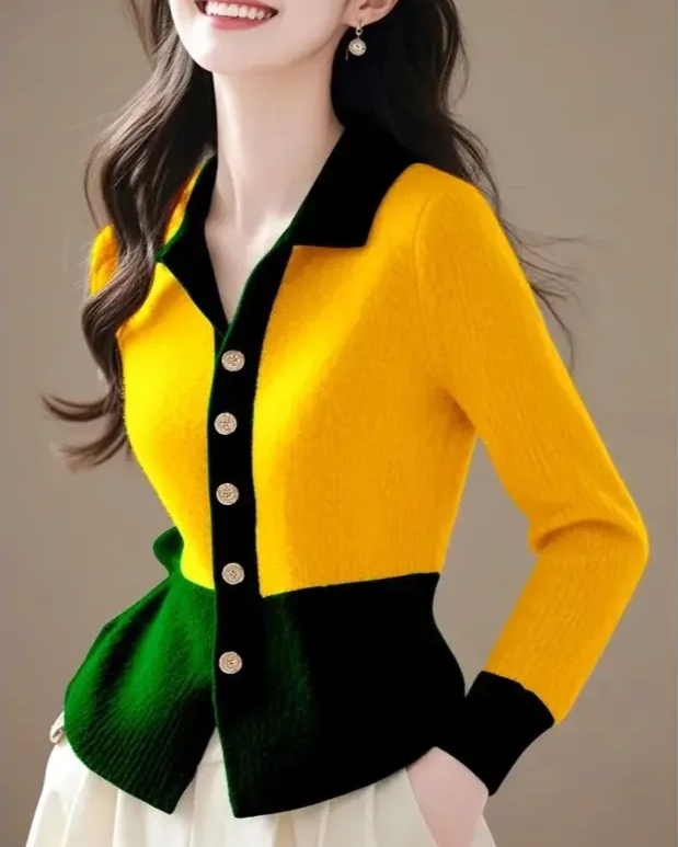 Vanessa | Women’s Contrast Knit Cardigan