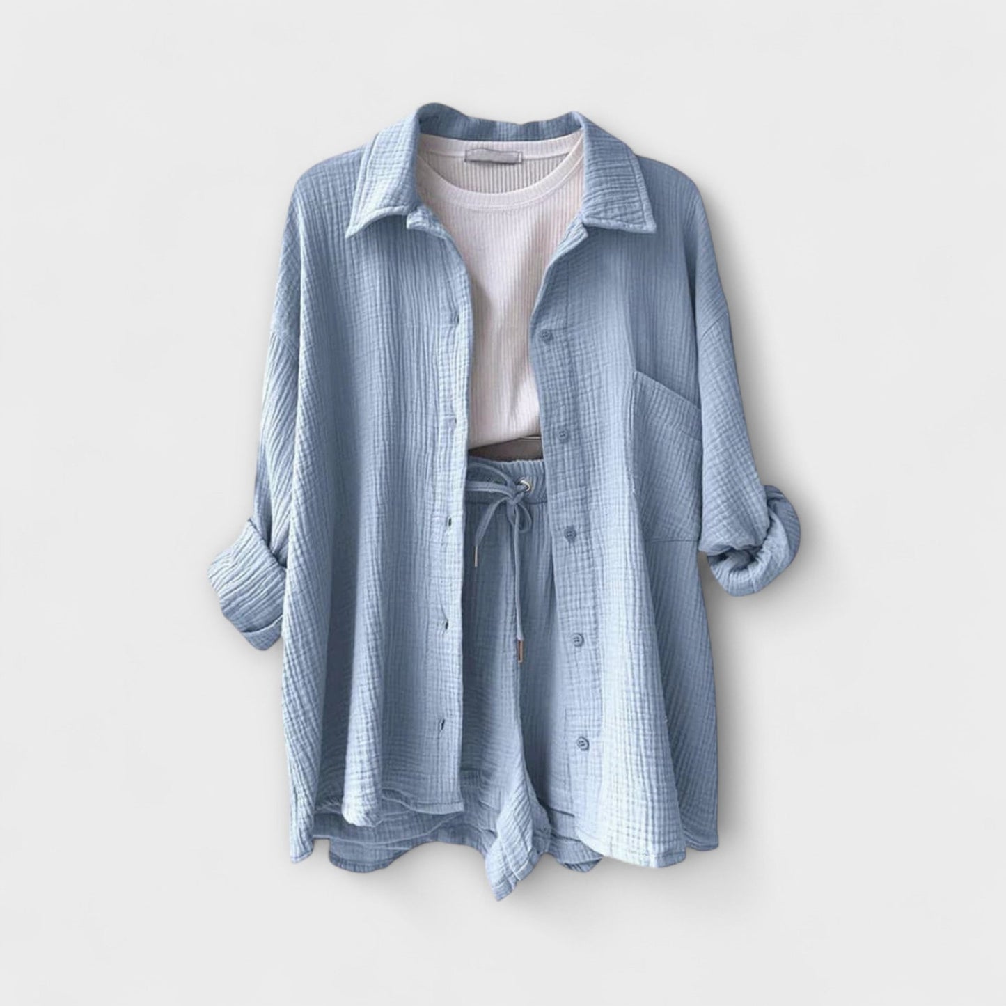 Primrose | Women’s Elegant Linen Shirt And Shorts Set