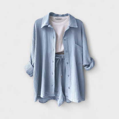Primrose | Women’s Elegant Linen Shirt And Shorts Set
