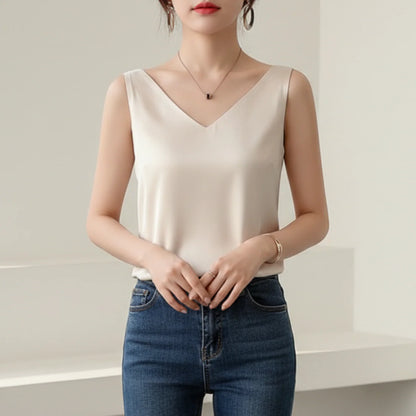 Violetta | Women’s Classic Relaxed Fit Draped Satin Tank