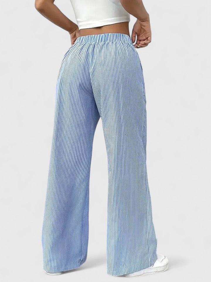 Sarah | Women’s Striped Wide Leg Linen Pants