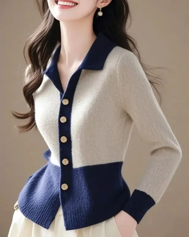 Vanessa | Women’s Contrast Knit Cardigan