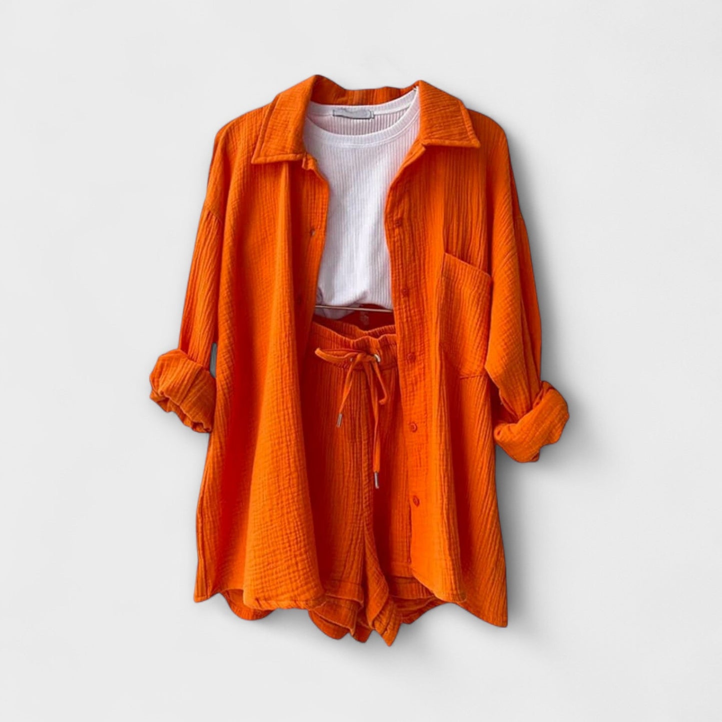 Primrose | Women’s Elegant Linen Shirt And Shorts Set
