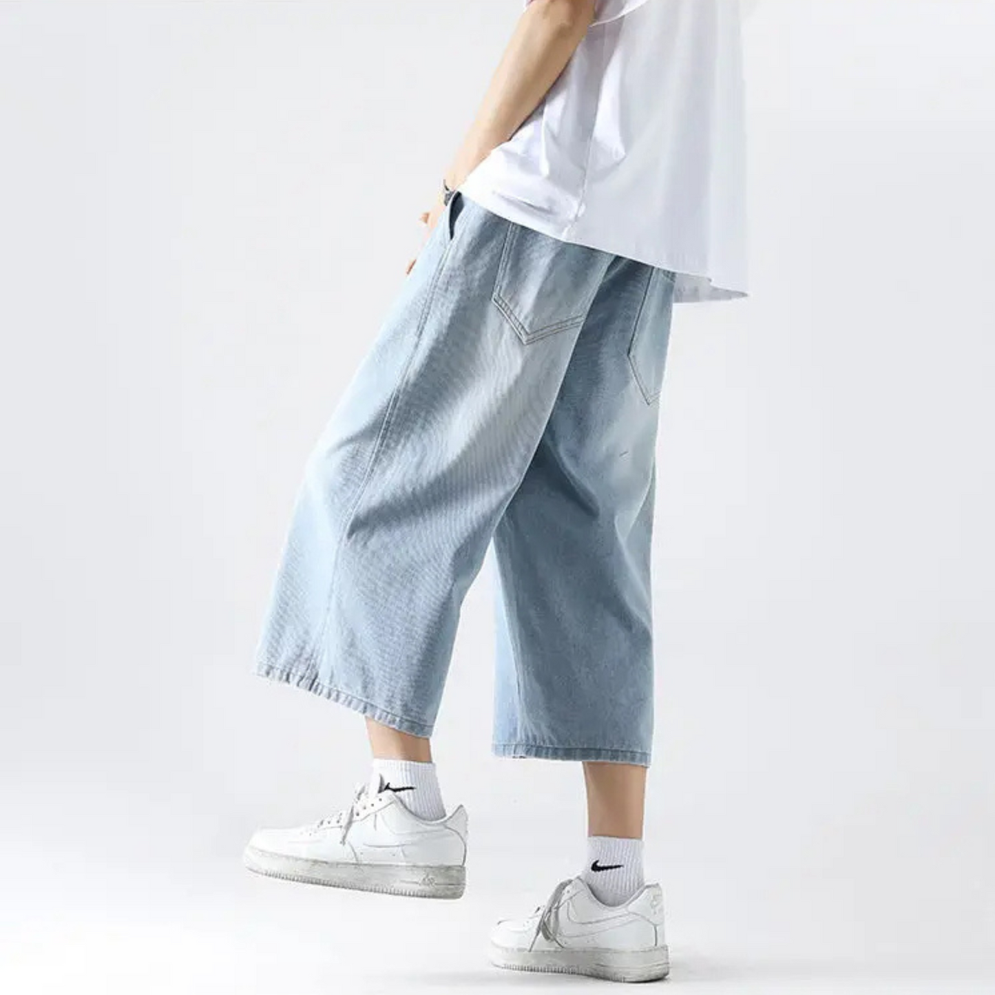 Mason | Men’s Wide-Leg Cropped Denim Shorts