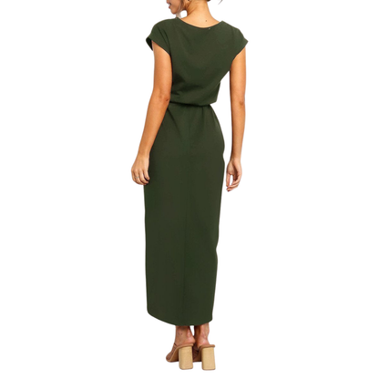 Brielle | Women’s Casual Belted Tulip Hem Midi Dress