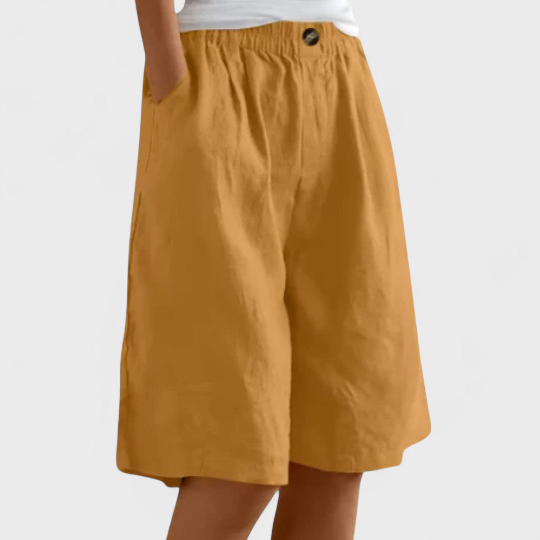 Avelyn | Women’s Elegant Linen Wide Leg Shorts