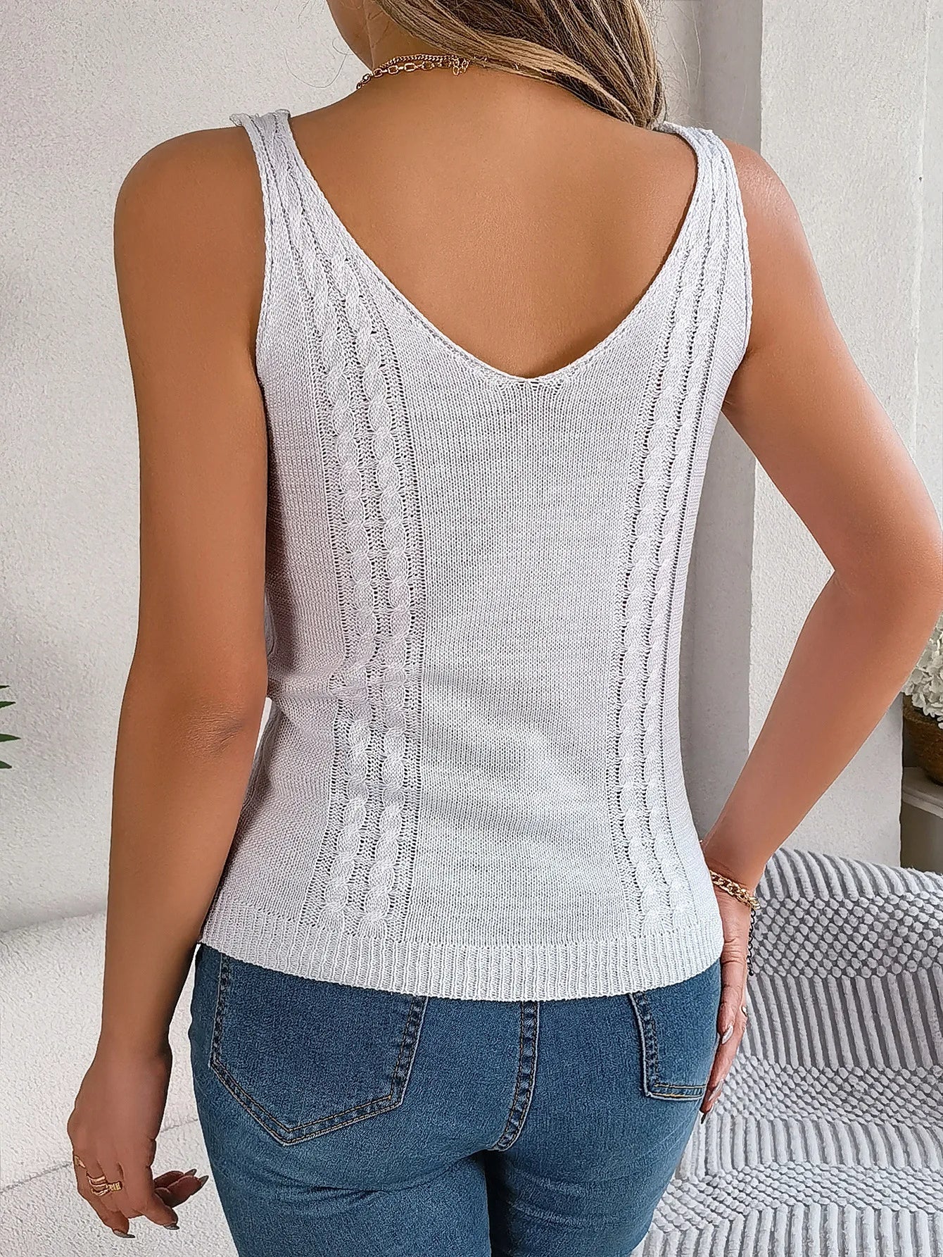 Emilia | Women’s Chevron Knit Tank Top