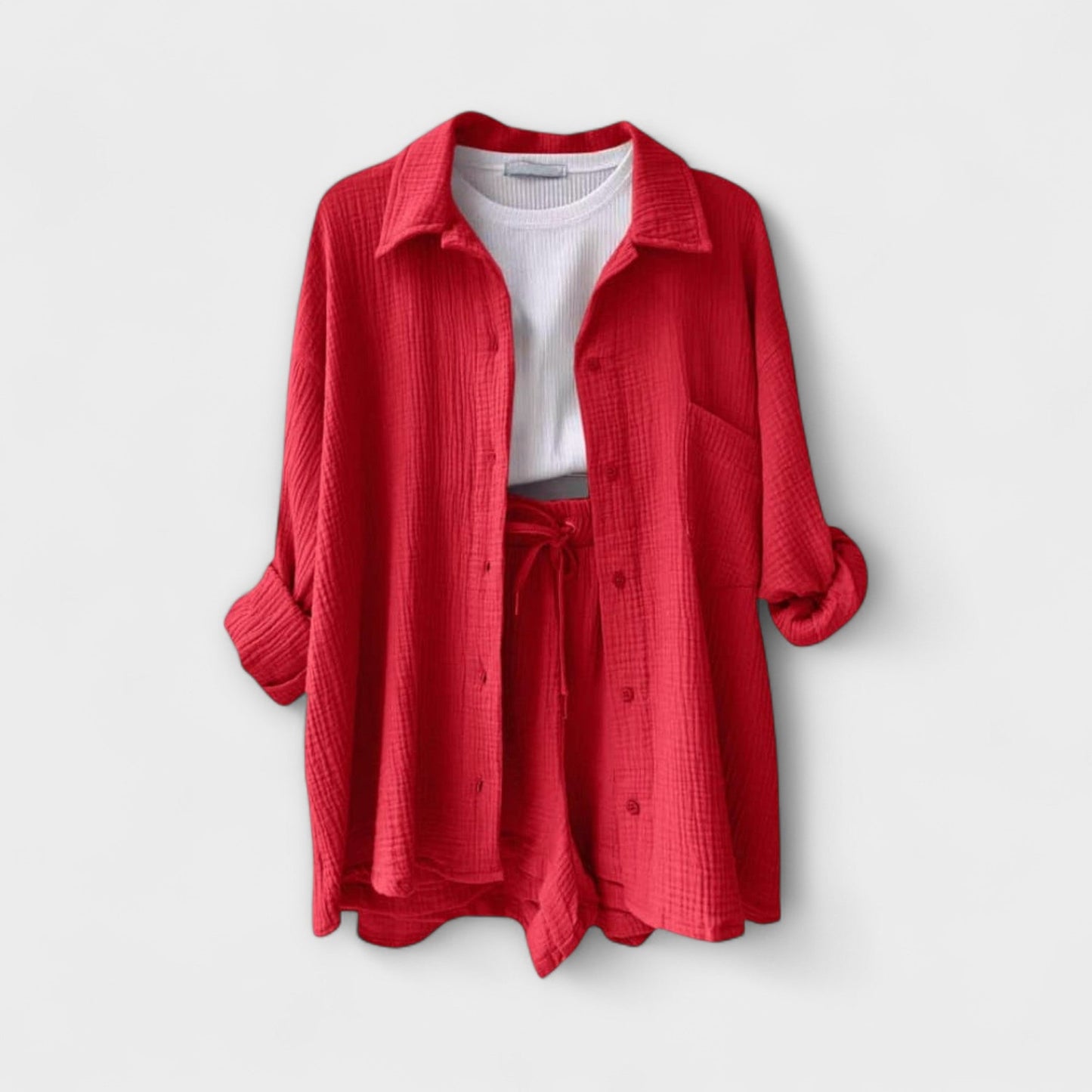 Primrose | Women’s Elegant Linen Shirt And Shorts Set