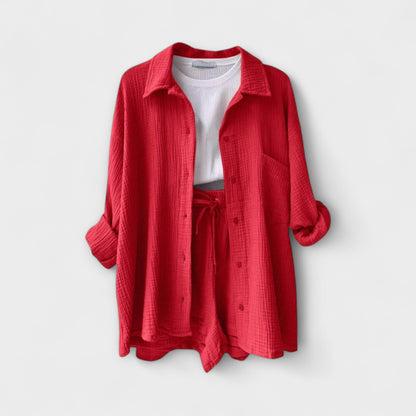 Primrose | Women’s Elegant Linen Shirt And Shorts Set