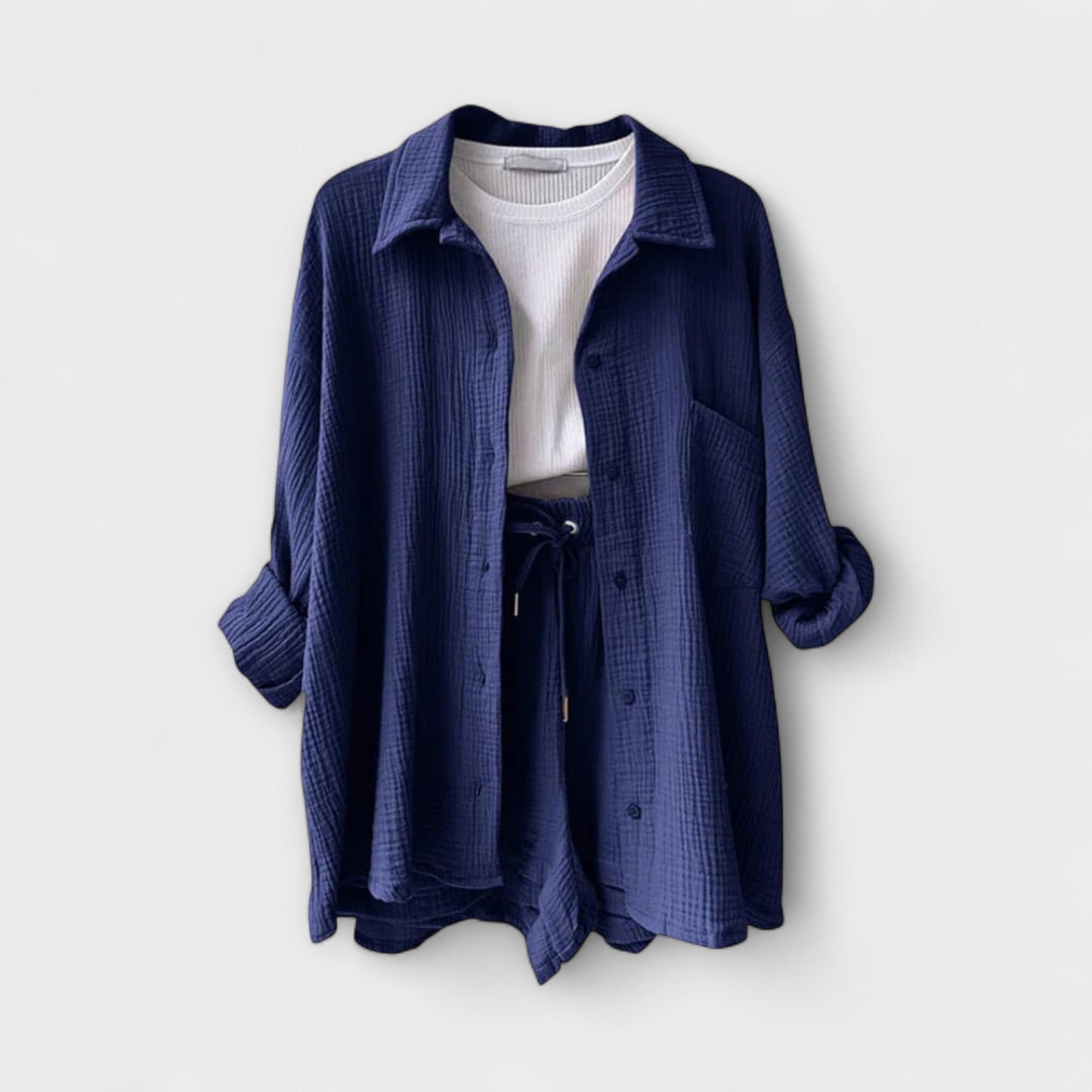 Primrose | Women’s Elegant Linen Shirt And Shorts Set
