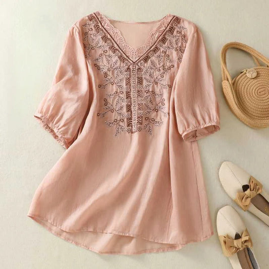 Arabella | Women’s Embroidered Puff-Sleeve Spring Blouse