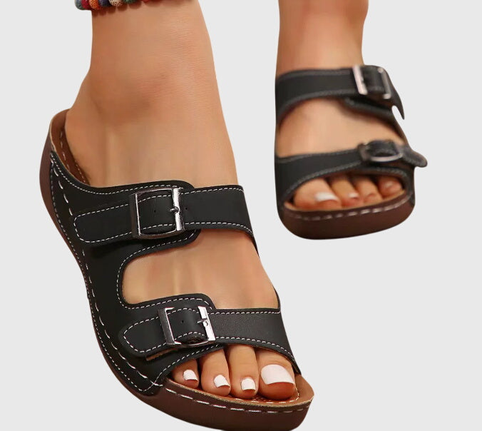 Hadley | Women’s Orthopedic Double Buckle Comfort Sandals