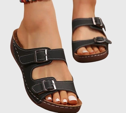 Hadley | Women’s Orthopedic Double Buckle Comfort Sandals