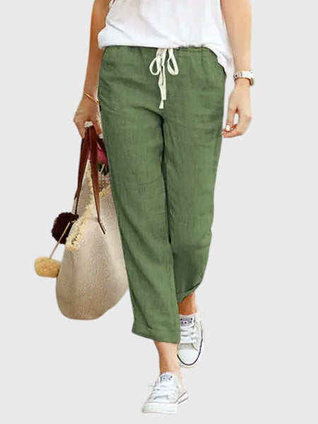 Merrin | Women’s Drawstring Cropped Linen Pants