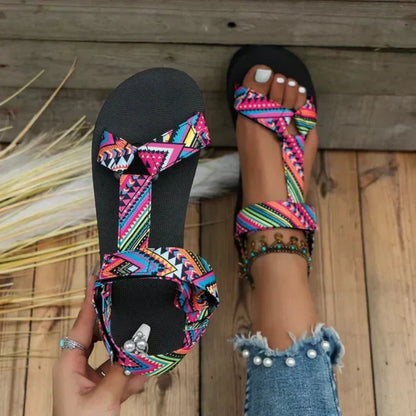 Bellamy | Women’s Printed Strap Flat Casual Sandals
