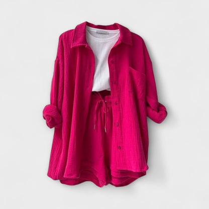 Primrose | Women’s Elegant Linen Shirt And Shorts Set
