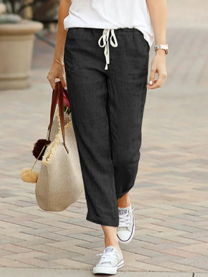 Selma | Women’s Elegant Cropped Linen Trousers with Relaxed Summer Fit