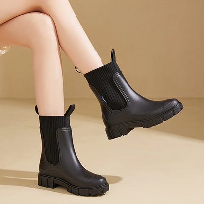 Marlette | Women’s Ribbed Mid-Calf Pull-On Boots