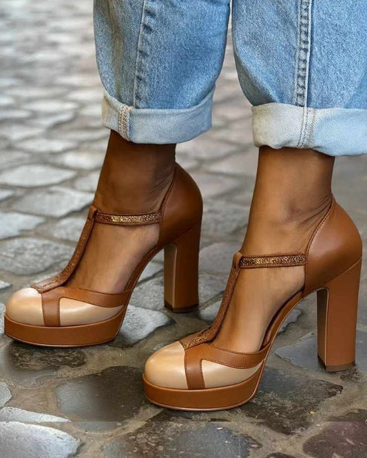 Calista | Women’s Sophisticated T Strap Platform Heels