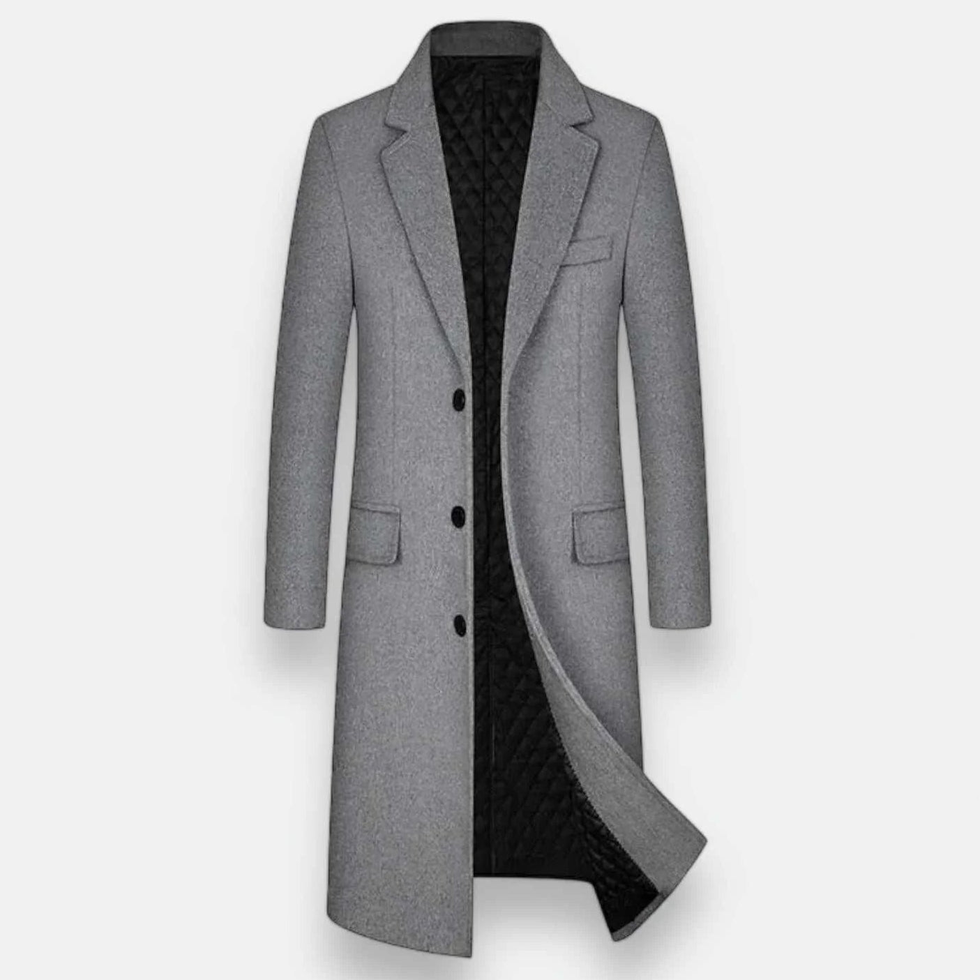 Eduard | Men’s Long Winter Trench Coat with Lapel Collar