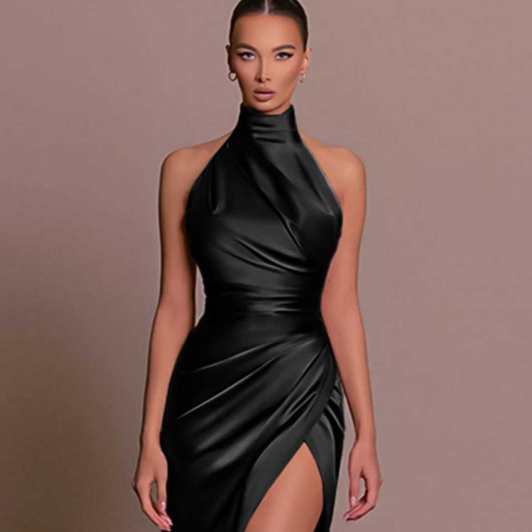 Catalina | Women’s High-Neck Ruched Dress for Wedding Guests