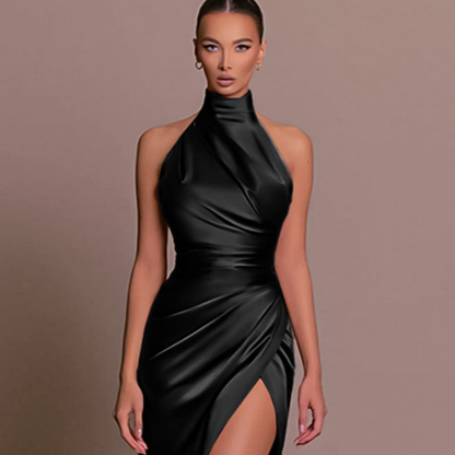 Catalina | Women’s High-Neck Ruched Dress for Wedding Guests