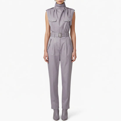 Bianca | Women’s Sleeveless High Neck Belted Utility Jumpsuit