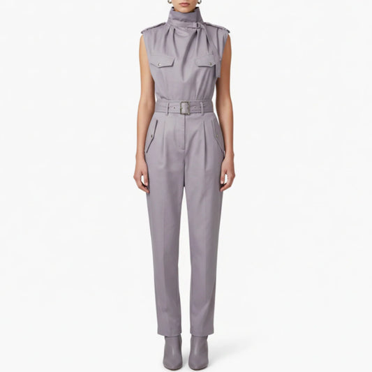 Bianca | Women’s Sleeveless High Neck Belted Utility Jumpsuit