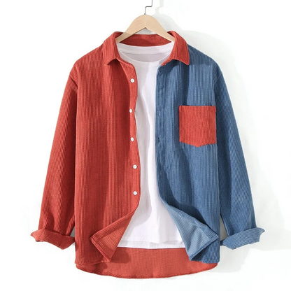 Theo | Men’s Spliced Corduroy Button-Up Cardigan