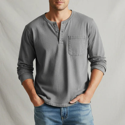 Weston | Men’s Casual Long Sleeve Button Neck Shirt