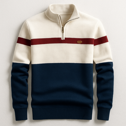 Gavin | Men’s Medium-Weight Colorblock Knit Quarter-Zip Sweater